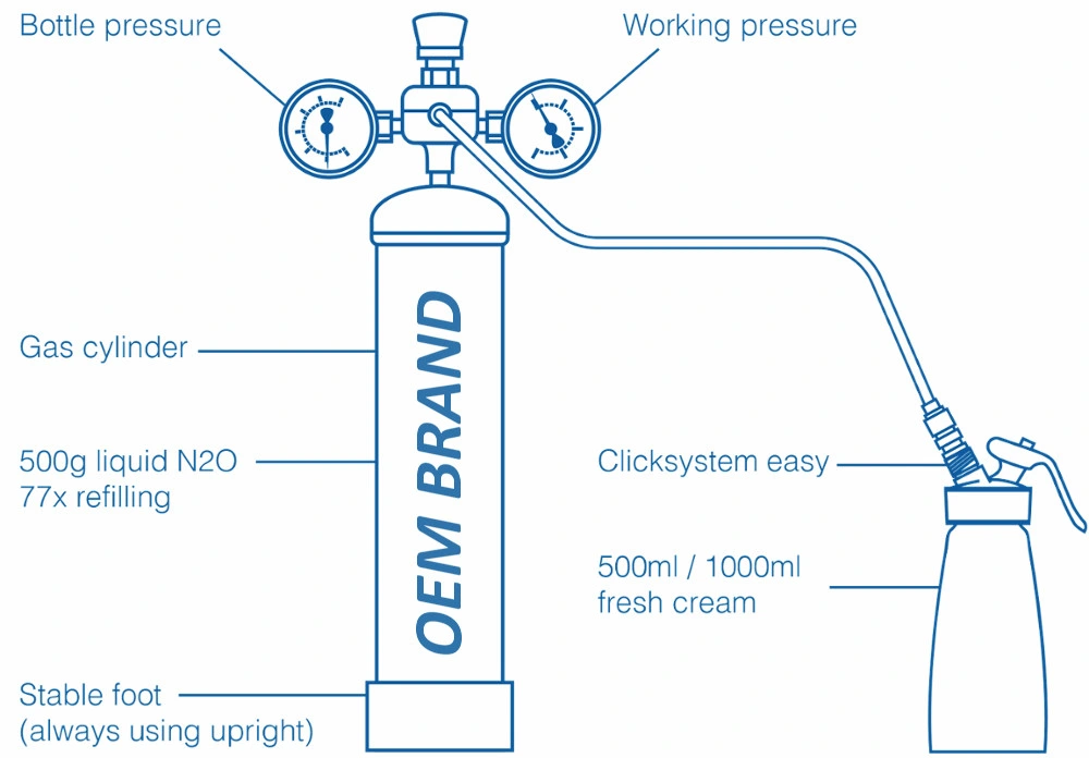 Factory Food Grade Nitrous Oxide N2o 580g for Cream Charger N2o Gas